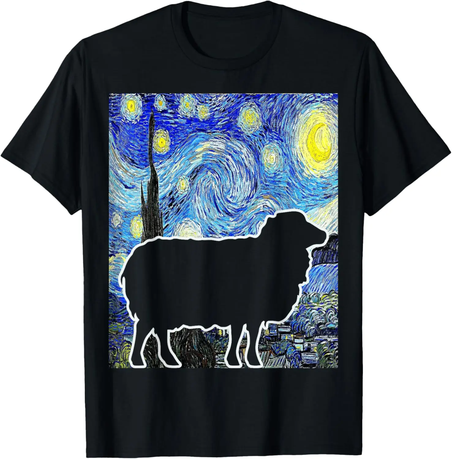 Sheep Starry Night Van Gogh Funny Sheep Farmer Lamb T-Shirt