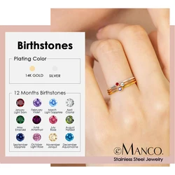 eManco 316 Stainless Steel Birthstone Ring  Gold Color Simple Fashion Style For Women Festival Party Gift