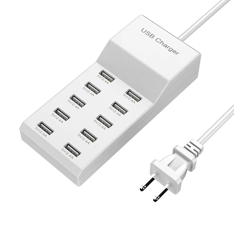 

USB Charger 10-Port USB Charging Station for Multi Devices 50W USB Hub Adapter for iPhone Samsung Xiaomi Huawei Extension Socket