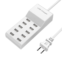 USB Charger 10-Port USB Charging Station for Multi Devices 50W USB Hub Adapter for iPhone Samsung Xiaomi Huawei Extension Socket