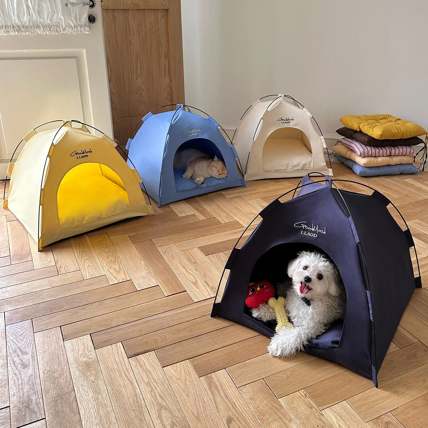 

Removable Washable Pet Bed, Tent-Style Semi-Enclosed Cat Dog Bed for Summer & All-Season, High Aesthetic Design