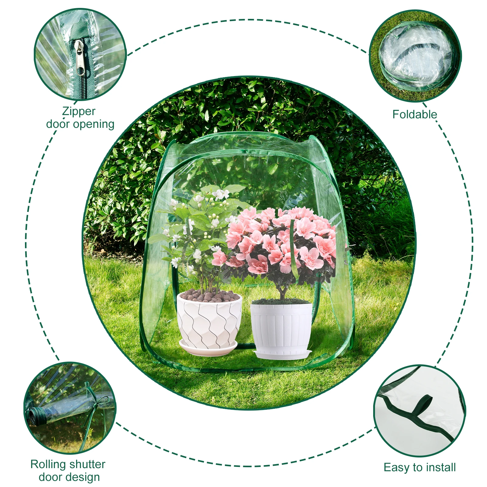 Plant Greenhouse Tent Clear PVC Foldable PopUp Greenhouse Plant Tent Flexible Multifunctional Mini Plant Tent for Indoor Outdoor