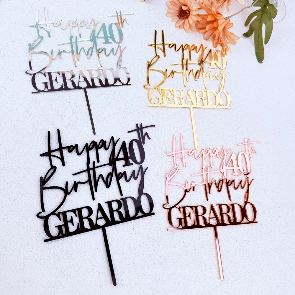 Personalisierter Acryl-Geburtstagstorten-Topper mit Namen und Alter für Geburtstag, Babyparty und Partydekoration – Detail 1