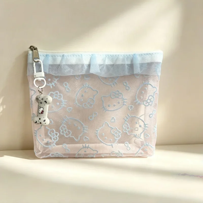 Kawaii Cartoon Netz-Aufbewahrungstasche Transparente Tasche Tragbare Hello Kitty Kosmetik-Aufbewahrungstasche Geeignet für Mädchen-Reiseaccessoires – Detail 11