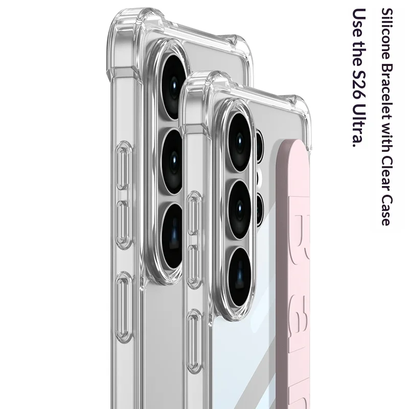 Przezroczyste, elastyczne etui na telefon z paskiem na nadgarstek do Samsung Galaxy S26 Ultra S26 Plus S26, odporne na wstrząsy etui z poduszką powietrzną do Samsung S26 Ultra — zdjęcie produktu 4
