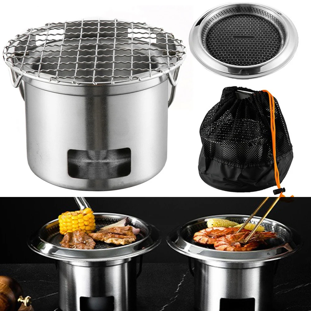 Outdoor Stainless Steel Barbecue Charcoal Grill For Travel Picnic Party Camping  For Outdoor Cooking Camping Picnics Backyard