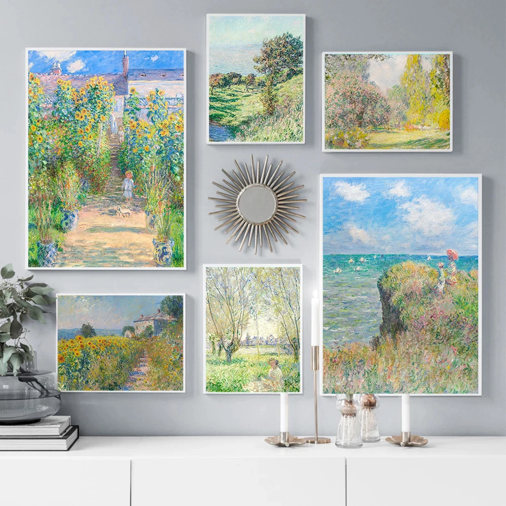 Vintage Impression Monet Style Plant Landscape Healing Art Poster Canvas Printing Living Room Bedroom Home Decoration Gifts
