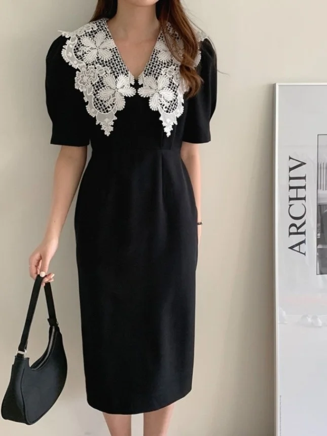 Hebe Sle Lace Bubble Sve Dr Женская летняя новая длинная юбка в стиле ретро с застежкой на талии для поездок на работу Чистая электронная коммерция Другой материал