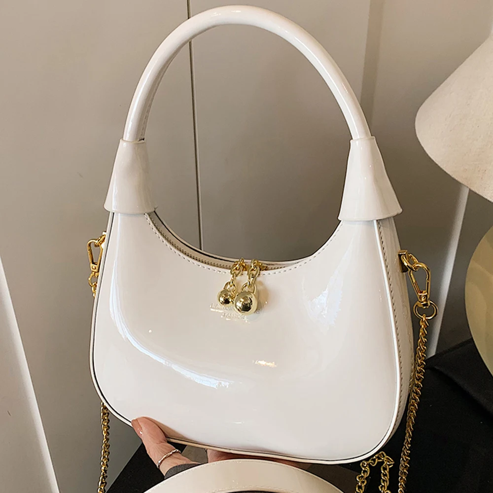

Fashion Shiny Patent Leather Handbag Women Solid Soft Chain Shoulder Bags Large Capacity Female Leisute Shopping Crossbody Packa
