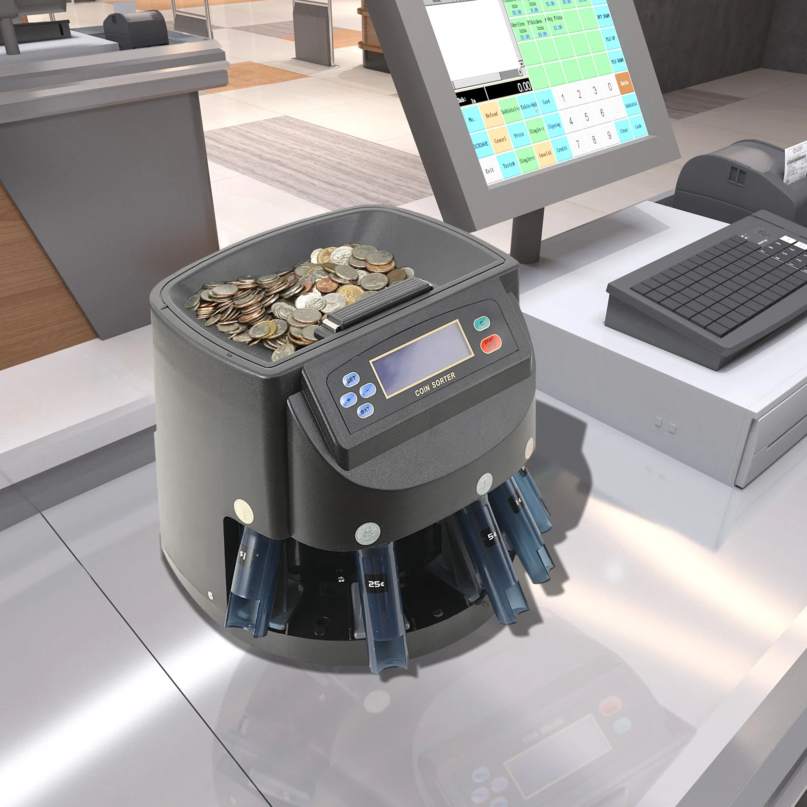 150 عملة/دقيقة عداد فارز العملات المعدنية المهنية الكهربائية آلة أوتوماتيكية شاشة LED آلة عد العملات المعدنية لبنك المتجر