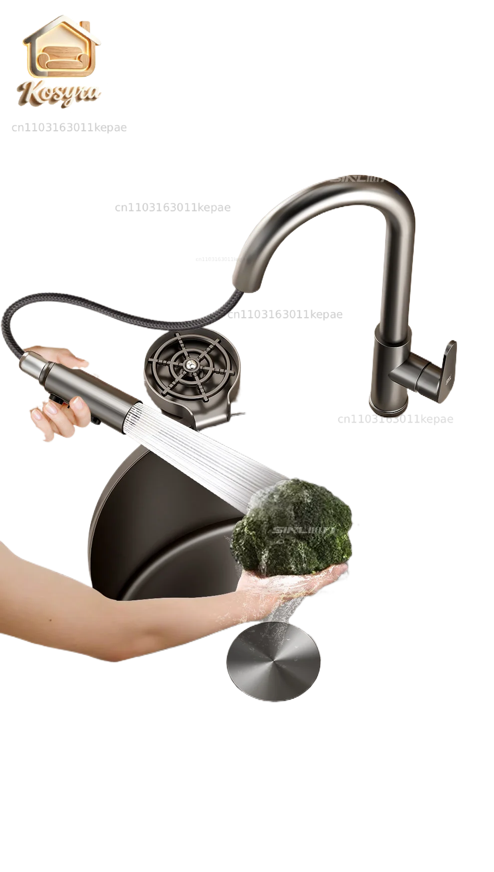 

Grey Round Sink Single Sink Kitchen Under Counter Bar Western Kitchen Mini Small Vegetable Basin Stainless Steel Pool Island