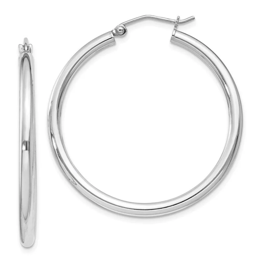 

Sterling Silver Rhodiumplated 2.5mm Round Hoop Earrings