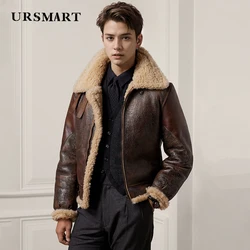 Men's High-Quality Fur Integrated Jacket - Winter 2024 Thickened Warm Leather Sheepskin Aviator