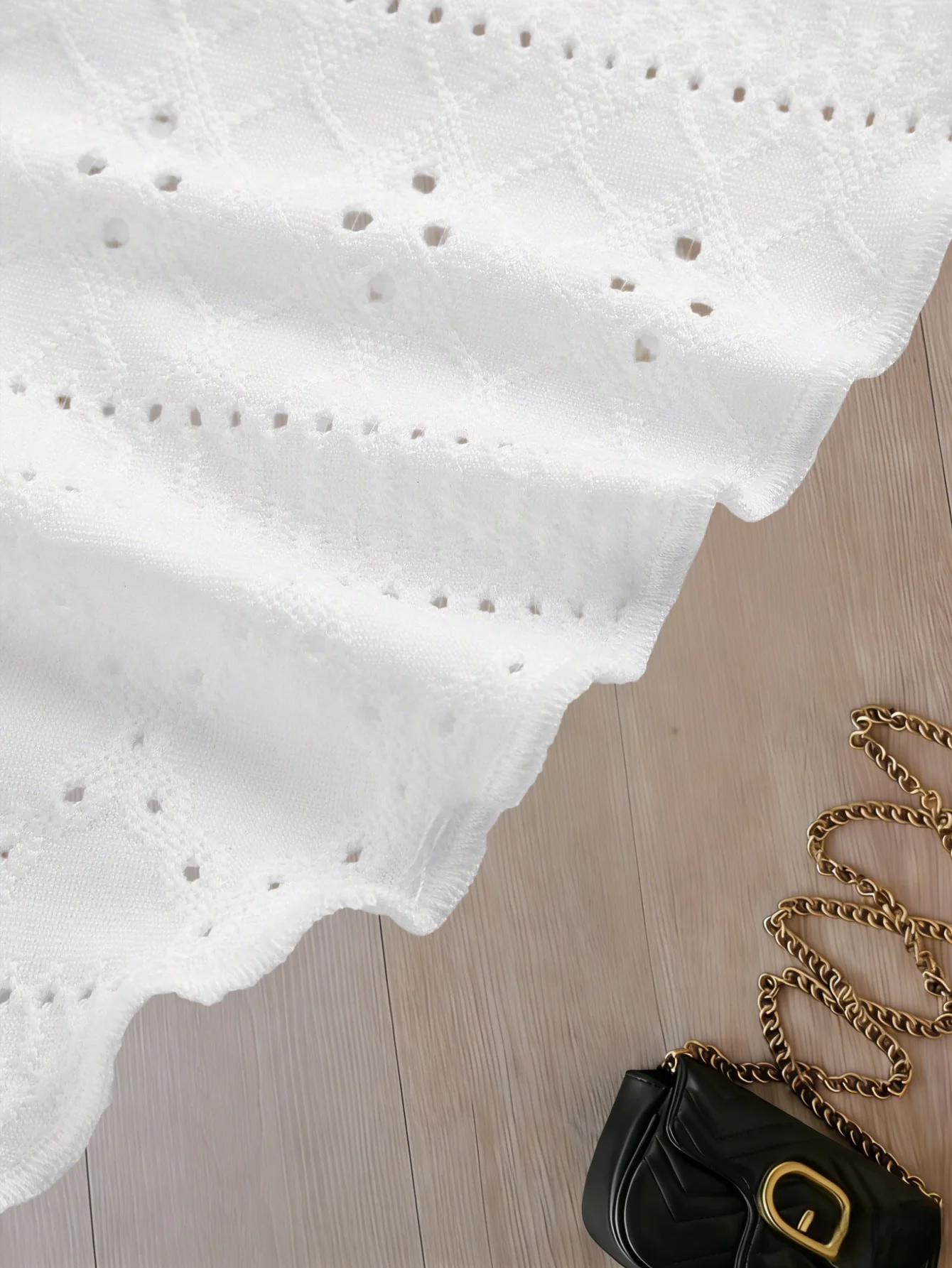 Plus Size Women's White Eyelet Spaghetti Strap Peplum Top image 4