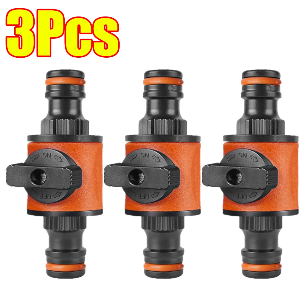 3 Pack 16mm Garden Hose Quick Connector with Water Shut Off Valve, Irrigation Tubing Stop Water Nipple Fittings