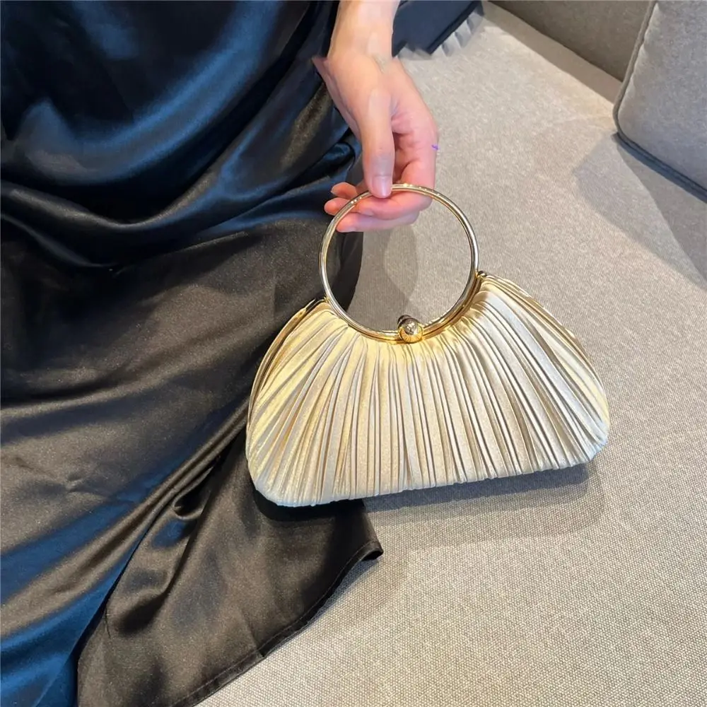 

Элегантная изысканная вечерняя банкетная сумка, темпераментная легкая роскошная атласная плиссированная сумка, милая портативная сумка на запястье для улицы