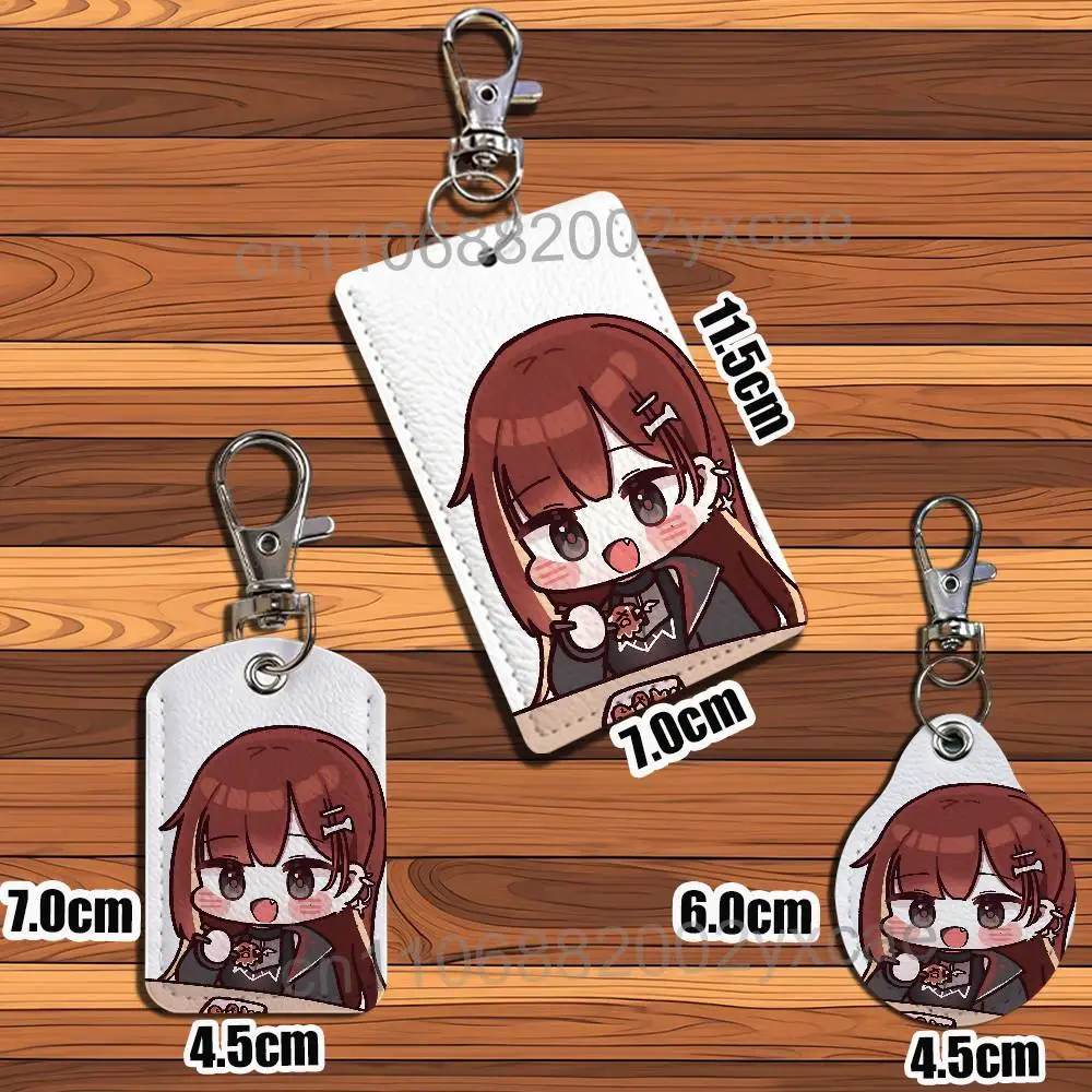 cute red Pienna Akane Lize Keychain Holder Suitable For Subway Bank Card Bus Card Case Badge Holder Wallet Card Textured pattern image 6