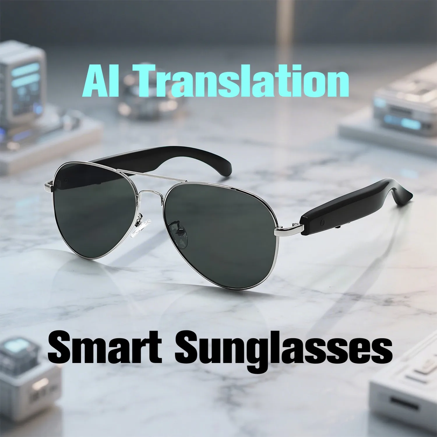 

Outstanding Smart AI Translation Sunglasses With High-end Metal Frame Calling Music HD BT Hands Free Wireless Audio Glasses