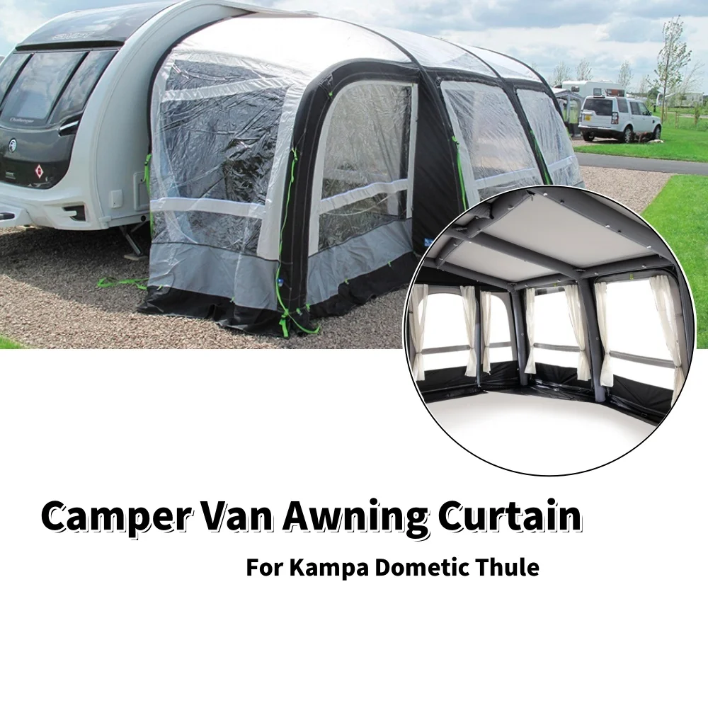 

2PCS Car Awning Curtain White Universal Camper Van Side Tent Curtain For Kampa Dometic Thule Caravan Motorhome