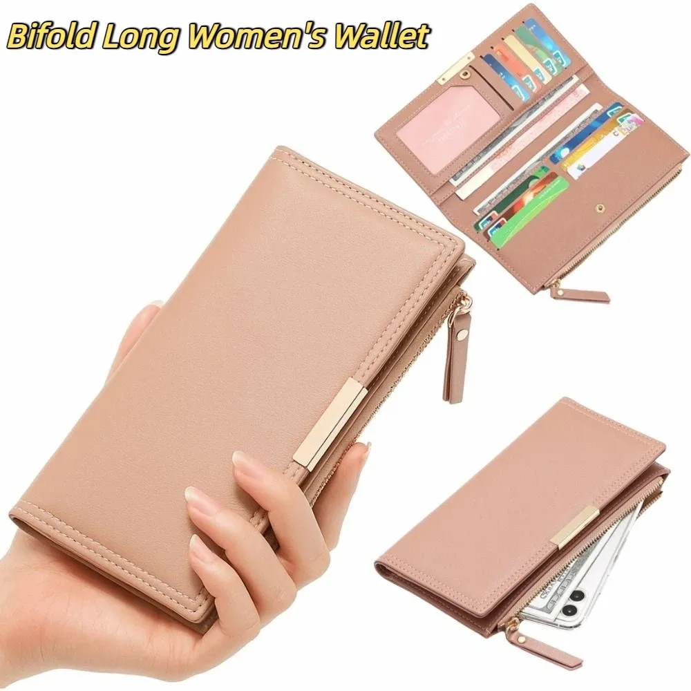 Portafoglio lungo portatile in stile coreano Porta carte di credito in pelle PU multifunzione ultra sottile Porta carte di credito Borsa per carte