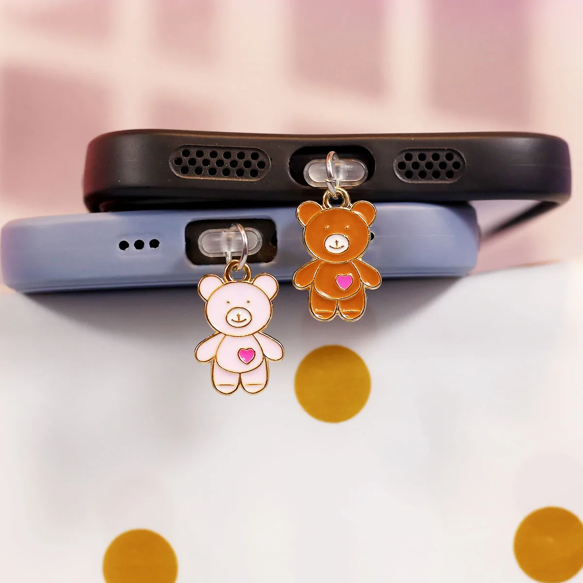 

Cute little bear mobile phone dust plug dust accessories DIY pendant phone case decoration dust plug