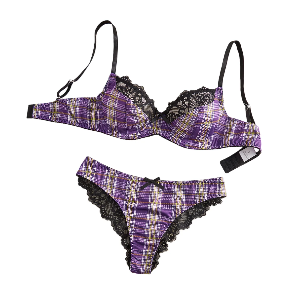 

Сексуальное женское белье, комплект нижнего белья в фиолетовую клетку, французское нижнее белье, женское нижнее белье с кружевной отделкой, романтический интимный комплект с трехточечным бюстгальтером