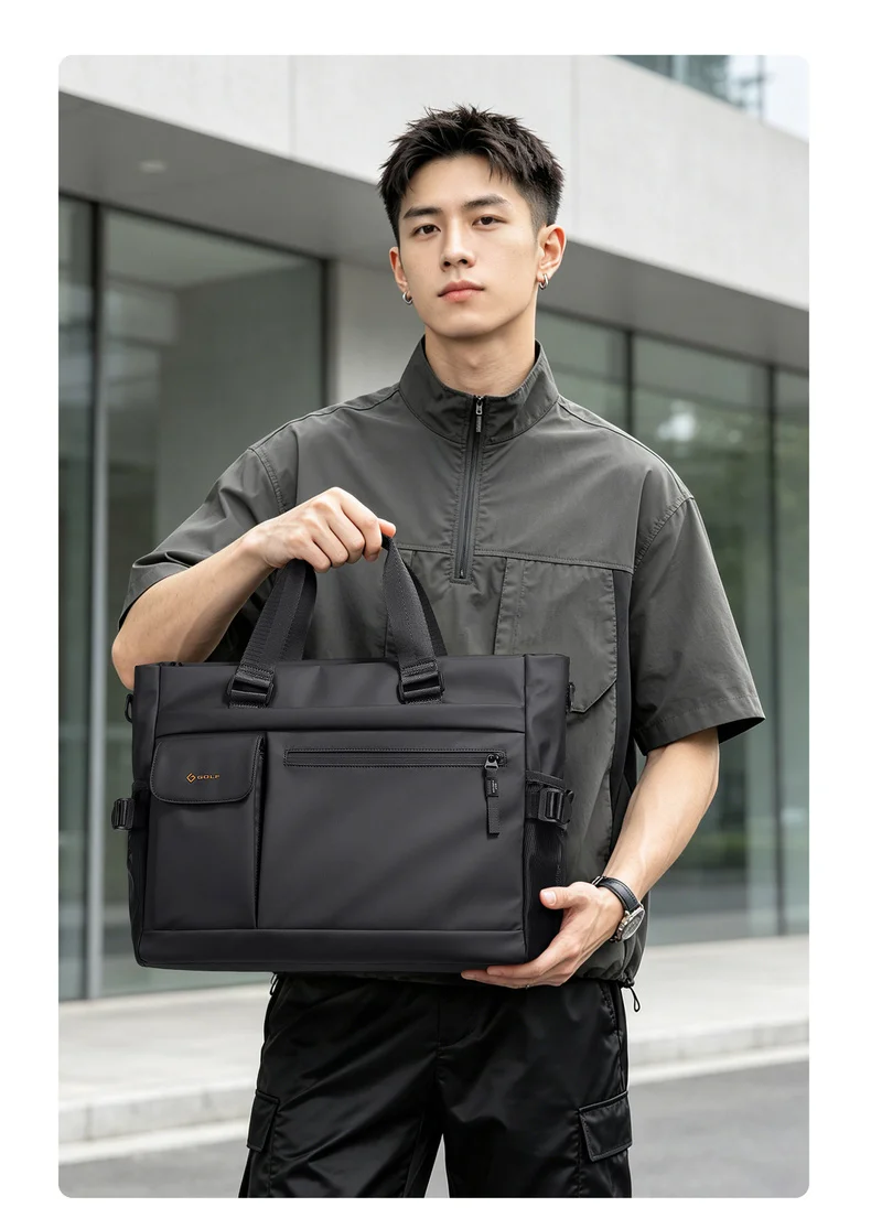GOLF QUALITY Large Capacity Men's Briefcase 15.6" Business Travel Laptop Bag Casual Handheld File Multi-functional Office Bag