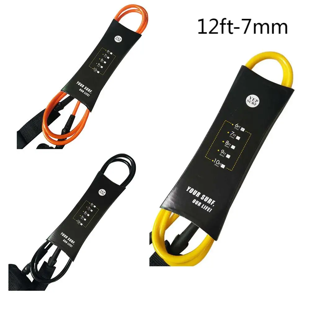 

12ft 7mm Surf Board Leash Yep.Surf Black/Orange/Yellow Leash Surf Rope SUP Board Leash Paddle Leash Surfing Leash Coleira