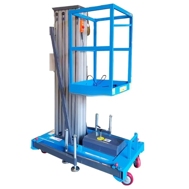Aluminum Alloy Single Mast Lift Electric Hydraulic Vertical Aerial Work Platform Portable Personnel Equipment OEM Customized