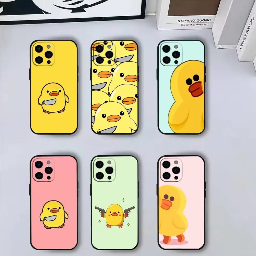 

Cute Yellow Duck Phone Case For iPhone 17, 16,15,14,13,12,11 Plus,Pro Max, Others Soft Black Cover