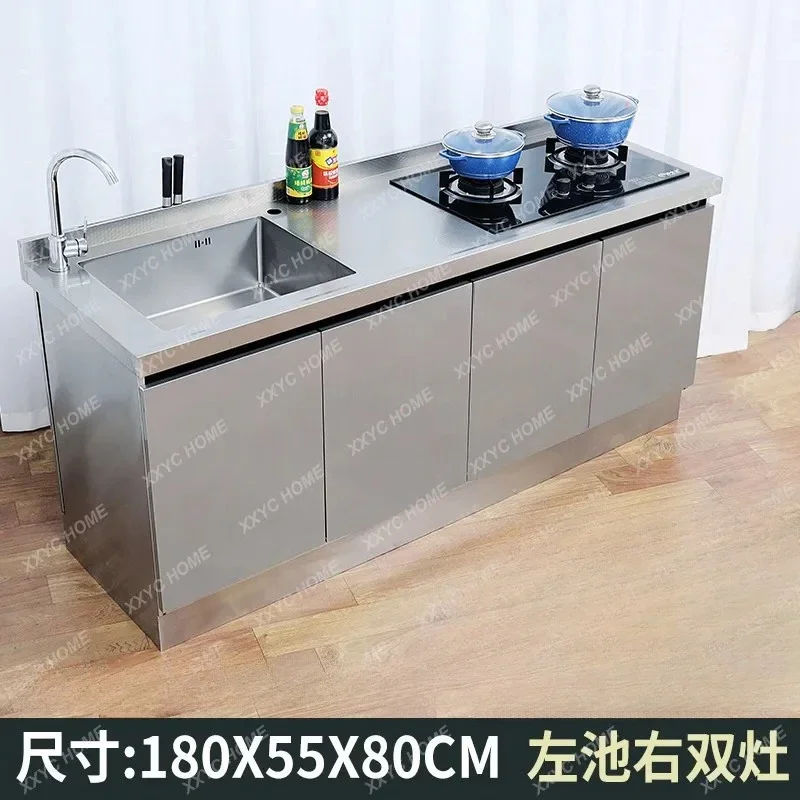 MM 304 stainless steel kitchen cabinet, vegetable basin integrated cabinet, sink stove, dining side locker