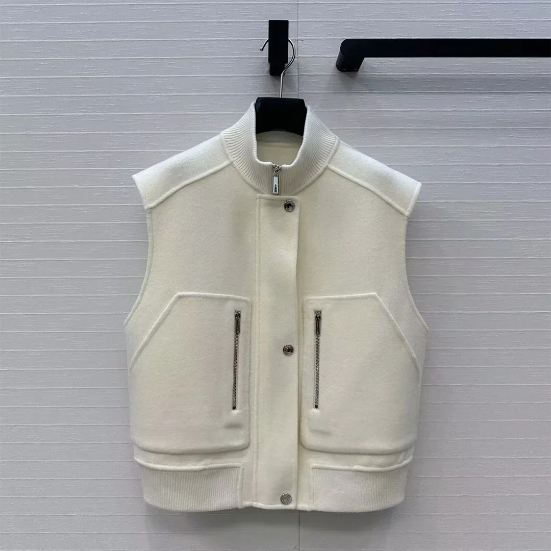 

Autumn and winter new wool vest fashionable casual zipper jacket vest 2025