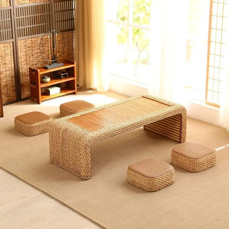 

Низкий журнальный столик из ротанга, японский чайный столик с татами, столик Kang с эркером на балконе, фабрика домашней напольной мебели