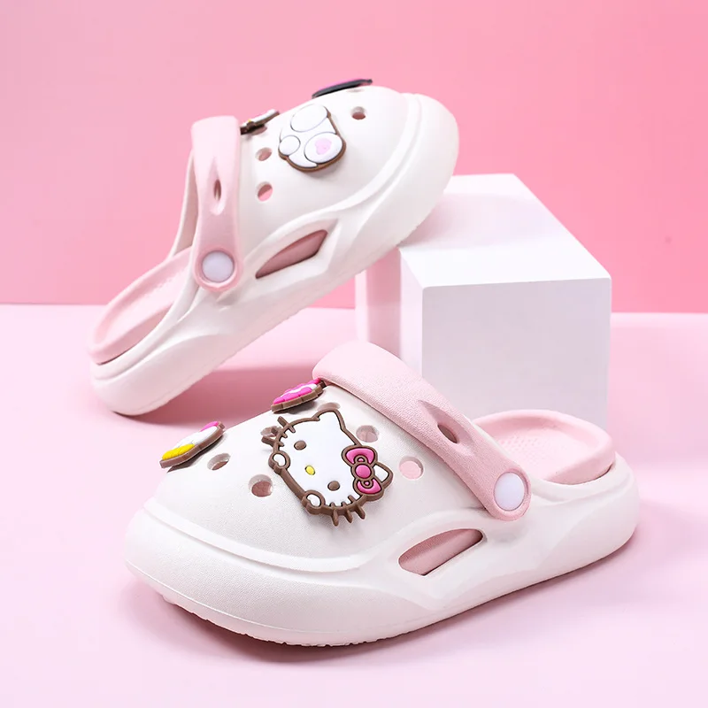 Cartoon Sanrio Hello Kitty Platform Clogs Women Kuromi Skull Charms Lightweight Eva Non Slip Summer Indoor Daily Walking Sandals view 5