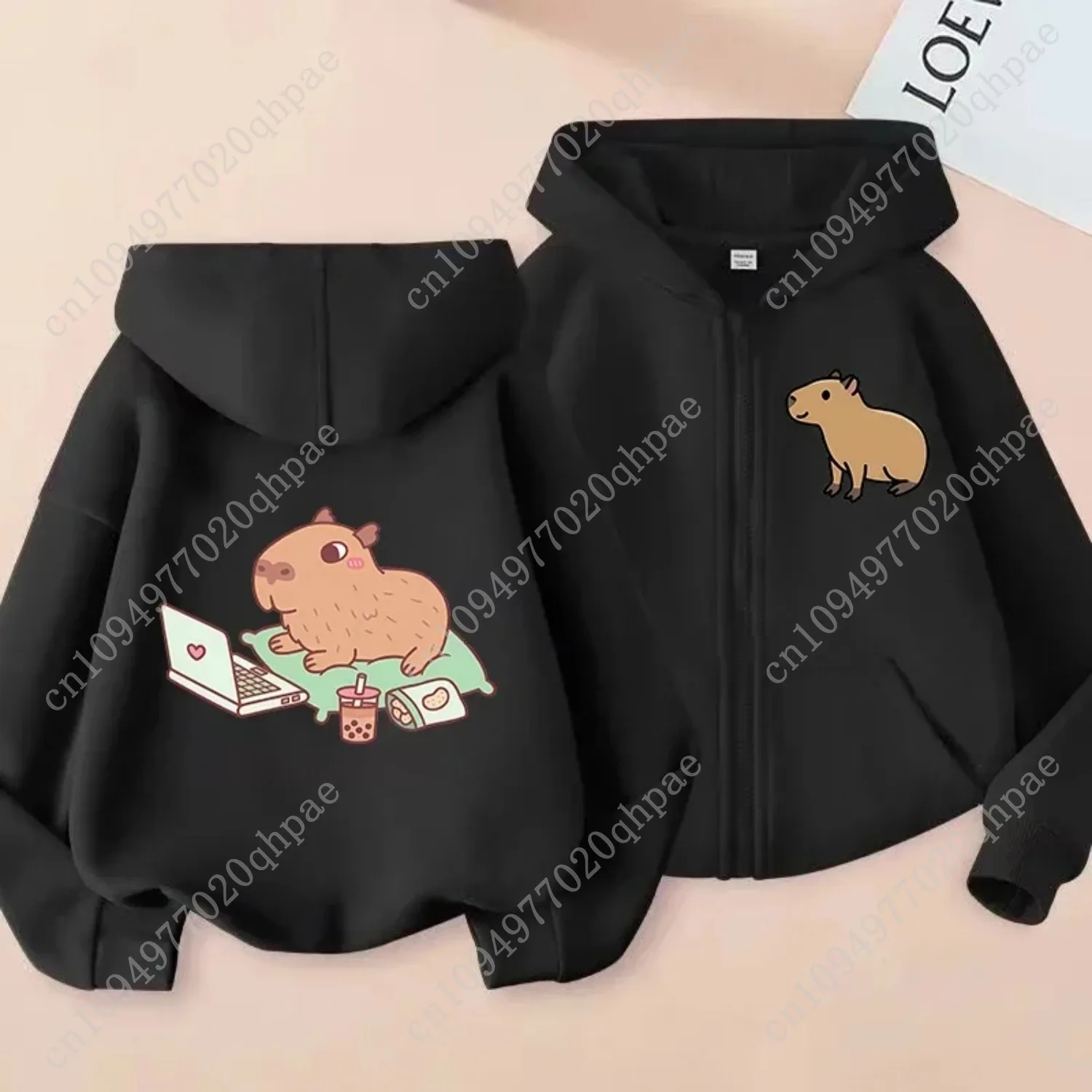 Zip Up Hoodie Kawaii Kids Capybara Children's Hoodie Zipper Children Capibara Sweatshirt Manga Clothes Kid Girl Boy Top Hoody