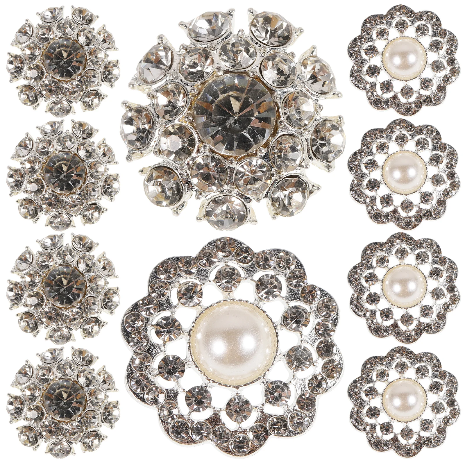 

10Pcs Rhinestone Button Flower Shape Decorative Clothes Button Sewing Replacement DIY Craft Supplies for Dress Coat Sweater