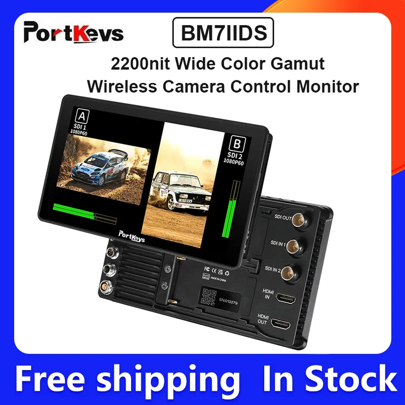 PortKeys BM7IIDS 7″ 2200nit Wide Color Gamut Wireless Camera Control Monitor 4K HDMI Full Touch Screen 3D LUT Field Monitor