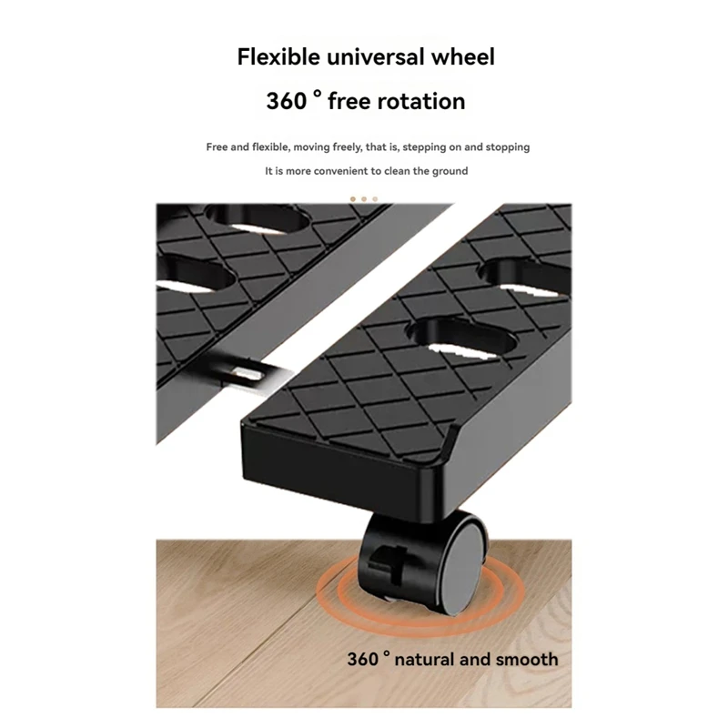 Adjustable Mobile PC Tower Stand - Telescopic CPU Holder With Rolling Casters, Desktop Computer Cart