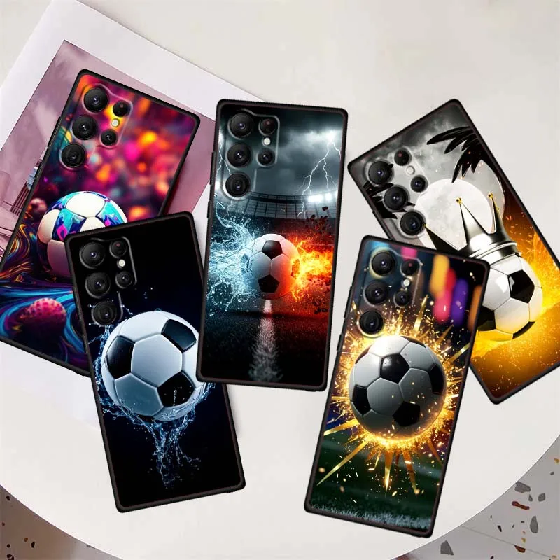 

Football design pattern For Samsung Galaxy S25 S24 S23 S22 S21 S20 S10 Ultra Plus FE 5G Black Soft TPU Cover Phone Case