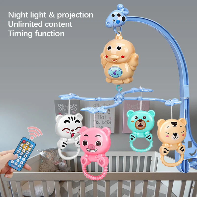 Baby Rattles Crib Mobiles Baby Toys Holder Rotating Mobile Bed Bell Musical Box Projection 0-12 Months Newborn Infant Boy Toys