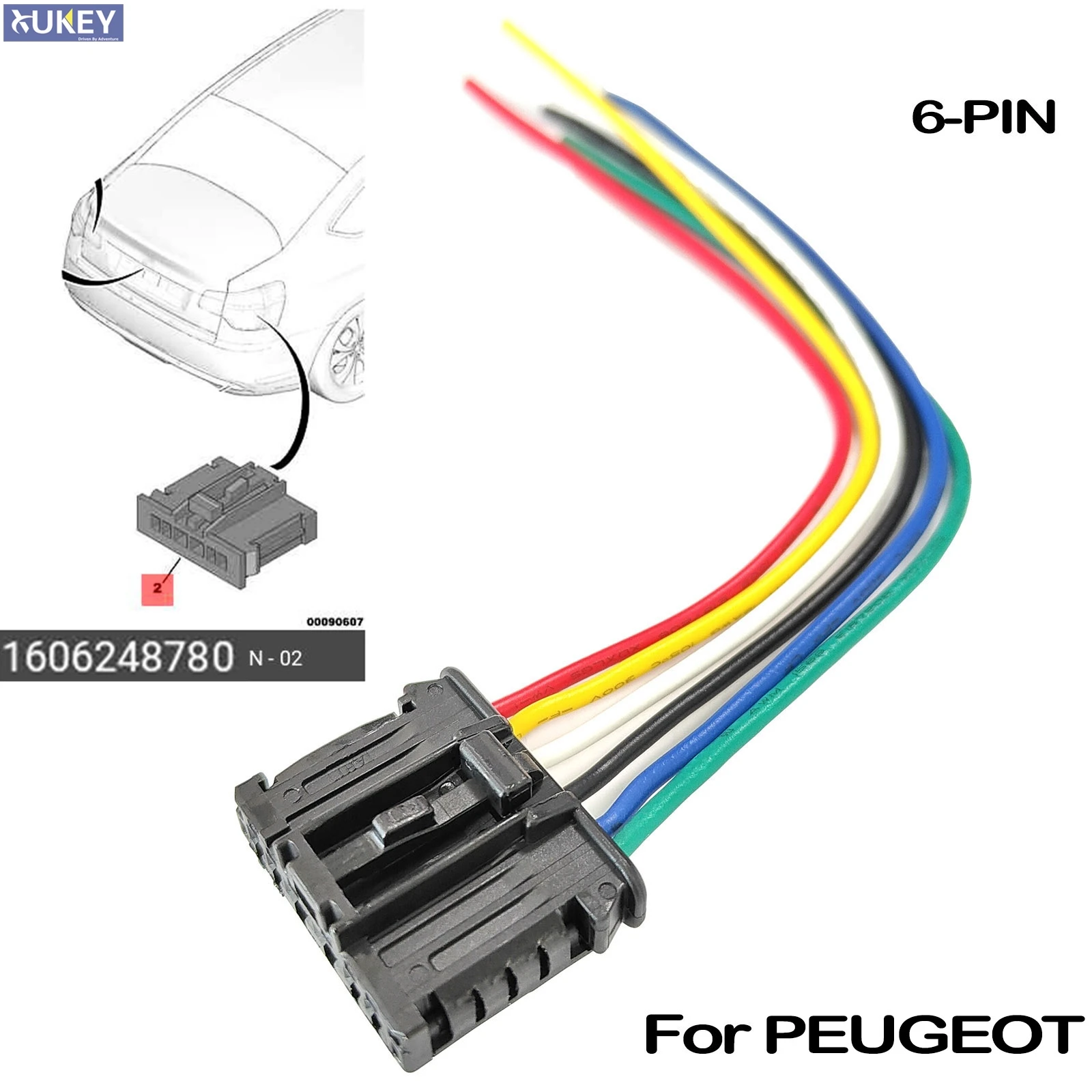 For PEUGEOT 206 207 208 301 307 308 508 1007 2008 EXPERT PARTNER Rear Tail Light 6Pin Connector Pigtail Plug Prewired 1606248780