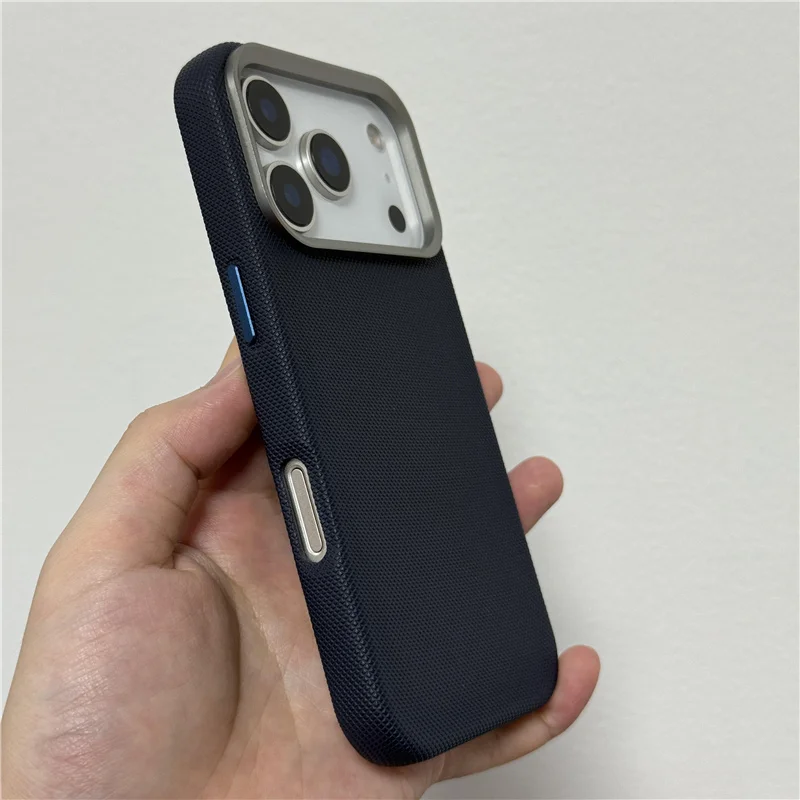 

Luxury Tech Woven PU Leather Magsafe Case for iPhone 17Pro 16 15Pro 17Pro Max Solid Color Wireless Charging Protective Cover