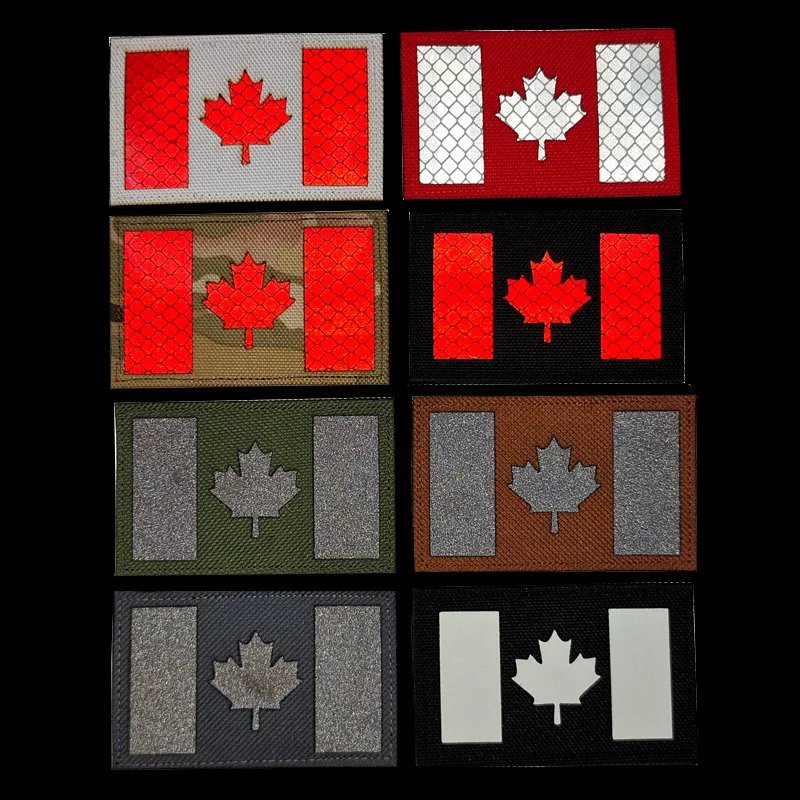 Canada Flag Embroidered Patch Canadian Flags Maple Leaf Patches Appliqued Sticker Rubber PVC Patches For Clothing Backpack