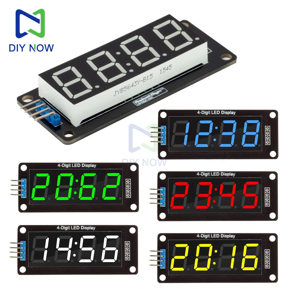 TM1637 Modulo display a LED per Arduino 4 cifre 7 segmenti Modulo tubo indicatore orologio da 0,56 pollici Rosso Blu Verde Giallo Bianco