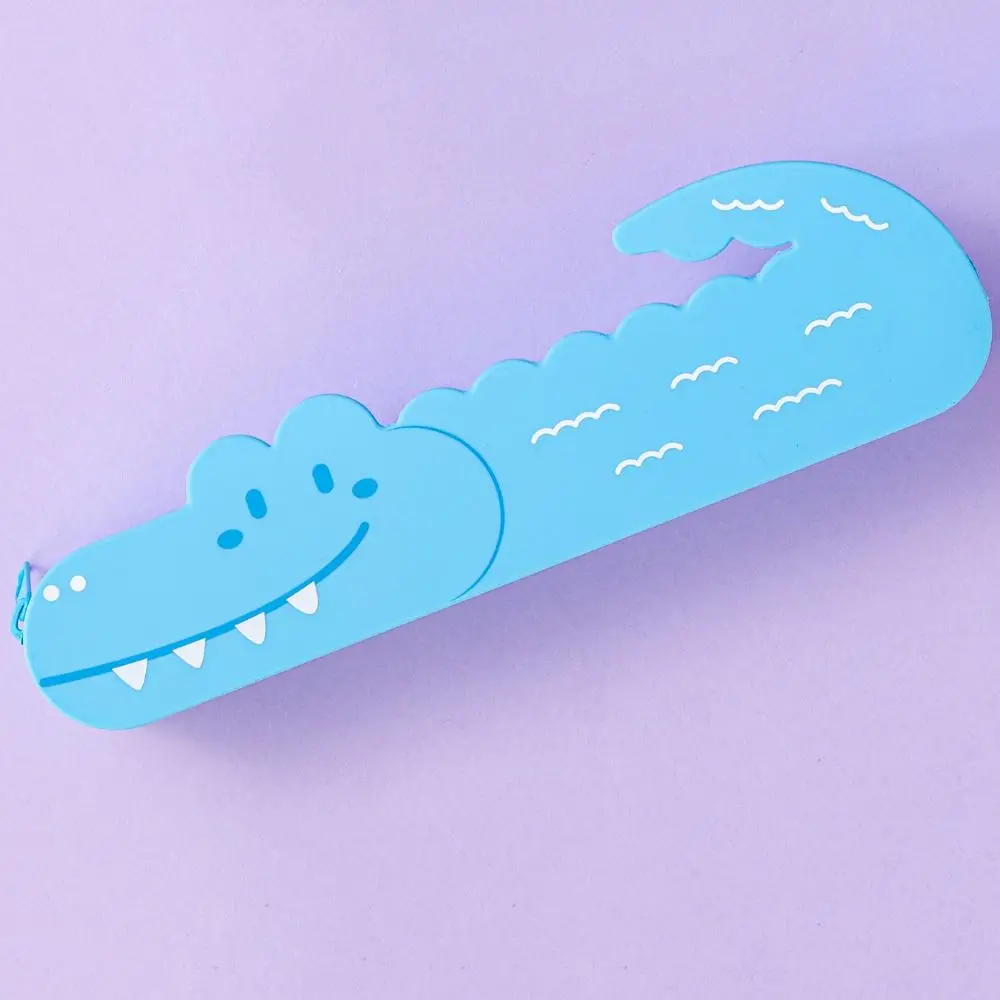 الإبداعية التمساح شكل مقلمة سعة كبيرة سيليكون صندوق أدوات مكتب الكرتون المحمولة حقيبة التخزين طالب #5