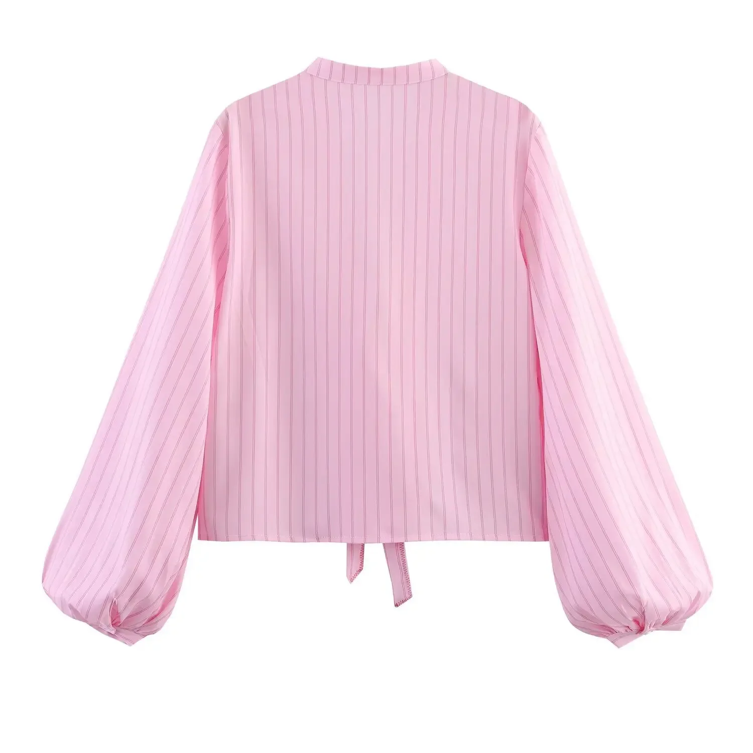 Bluzka damska na wiosnę 2025 z wycięciami, koszule w paski, damska krótka bluzka z wiązaniem, biała bluzka z długim rękawem, topy z kokardą i sznurowaniem dla kobiet.