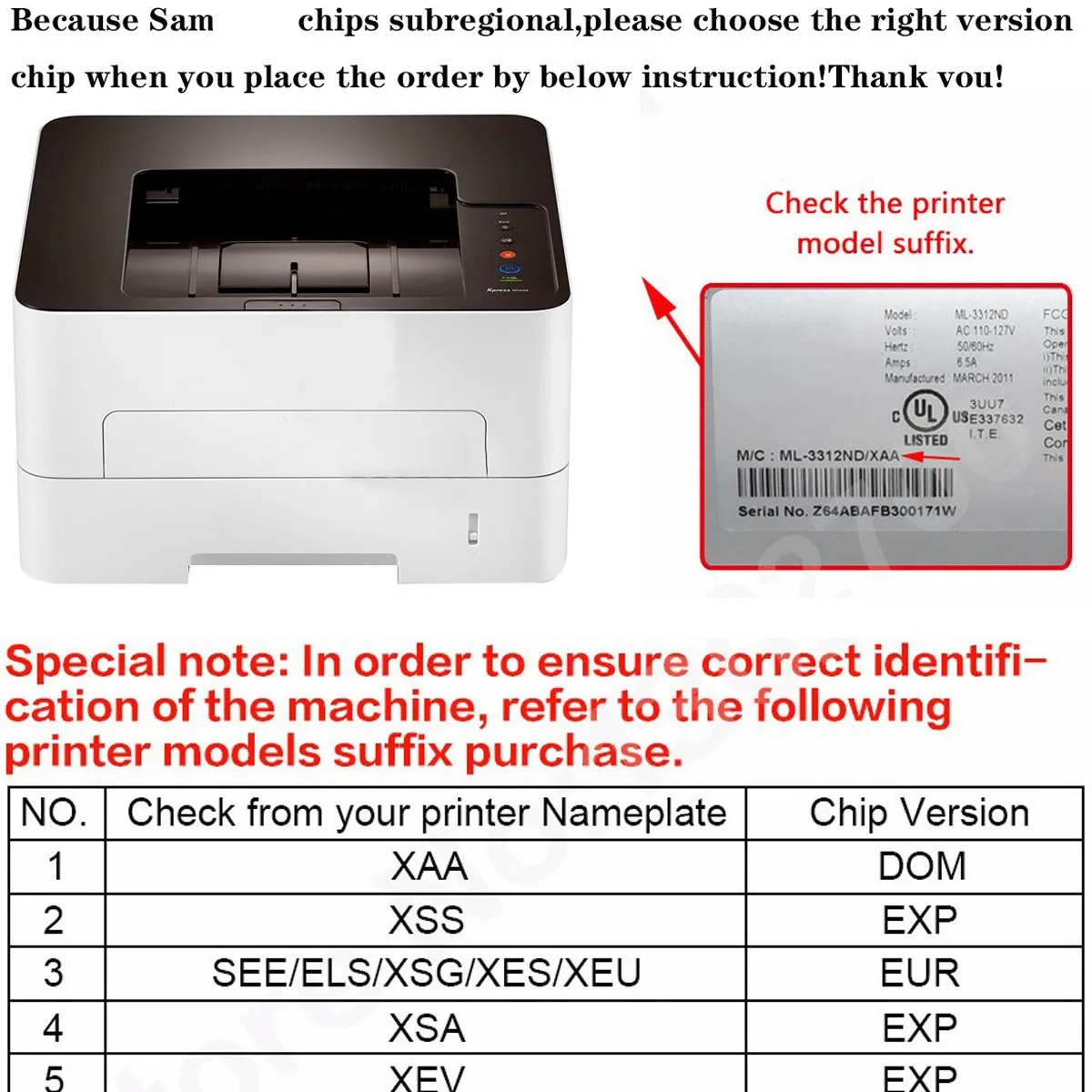 رقاقة الحبر لسامسونج إكسبرس CLX-3305FN CLX-3307 CLX-3307W CLX-3307FW SL-C410 SL-C410W C410 C410W C416 C416FW SL-C416 SL-C416FW #5