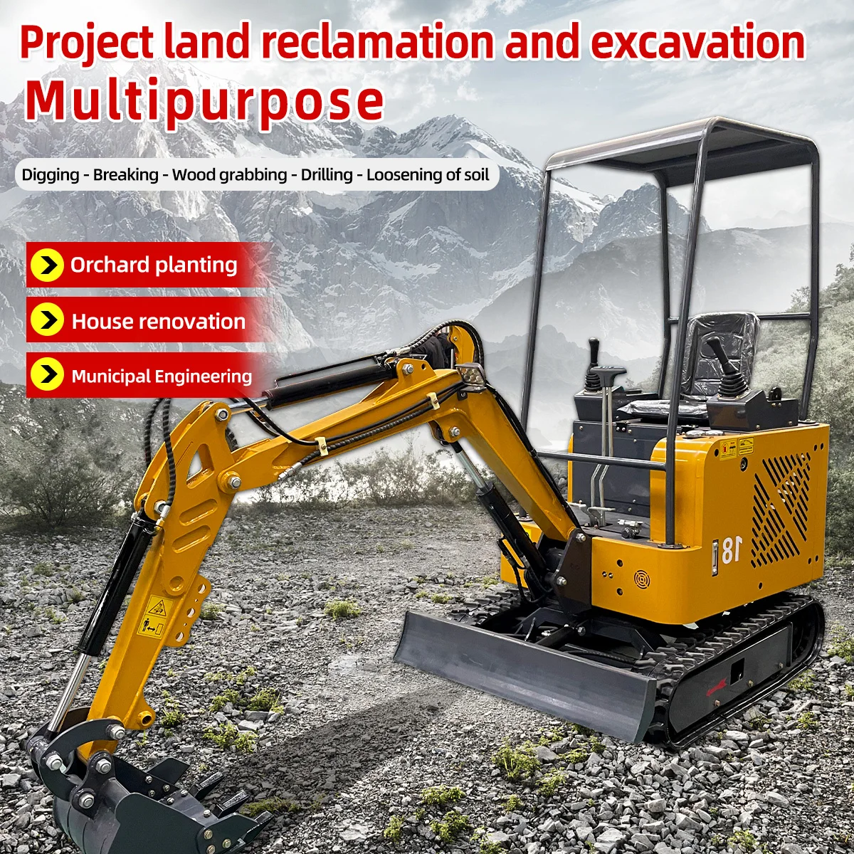 Мини-экскаватор 1,2 тонны 1,5 тонны, бесплатная доставка, гидравлический экскаватор, гусеничный микроэкскаватор с маленьким экскаватором Kubota для сада