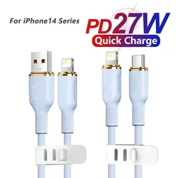 27W PD USB C To iPhone Charging Liquid Silicone Cable For Apple iPhone 14 Pro Max 13 12 11 Super Fast Charger X XS XR 6 7 8 Plus