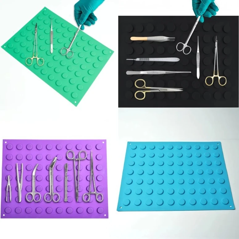 N Instruments magnétiques noirs tapis chirurgical accessoires d'outils tapis outils magnétiques en Silicone tapis tampon réutilisable adapté aux chirurgicaux